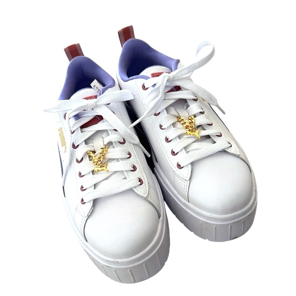 NWT Puma Womens Mayze Lace Up Platform Sneakers Shoes Size 8 Lilac-White - Picture 7 of 10